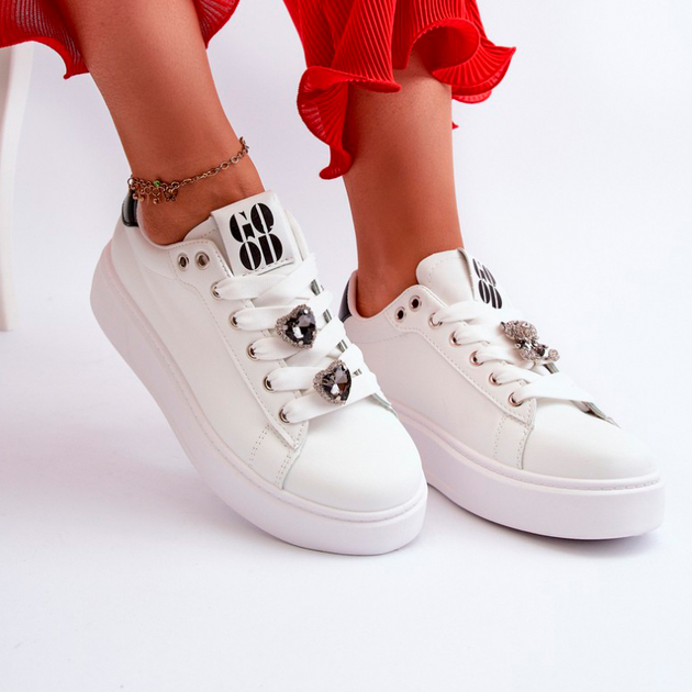 Sneakersy damskie na wysokiej platformie Azamia 40 Białe (5905677192346) - obraz 3