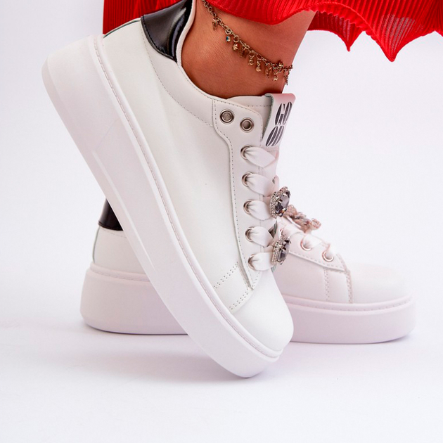 Sneakersy damskie na wysokiej platformie Azamia 40 Białe (5905677192346) - obraz 6
