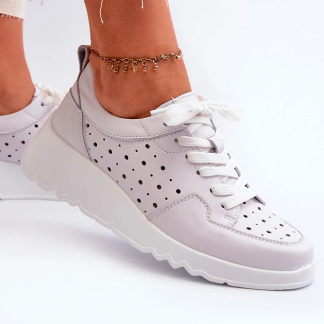 Sneakersy damskie skórzane S.Barski LR482 38 Jasnoszare (5905677197501) - obraz 5