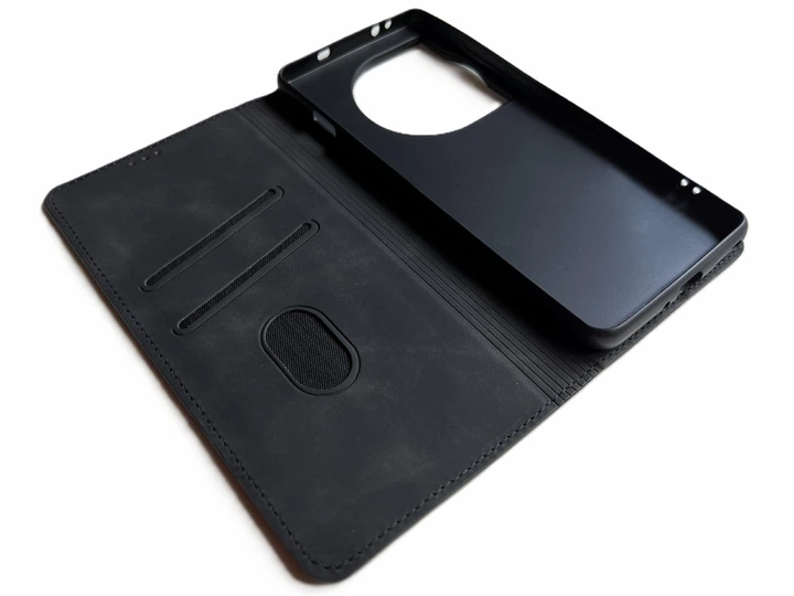 Захисний чохол-книжка K'try для OnePlus 12 чорний, з матової штучної шкіри зі слотами для карт - Фото 4 Захисний чохол-книжка K'try для OnePlus 12 чорний, з матової штучної шкіри зі слотами для карт - зображення 4
