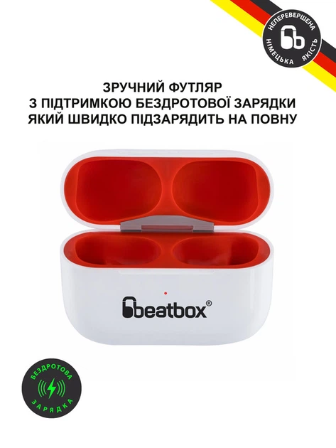 Наушники BeatBox PODS PRO 1 Wireless charging White-red (bbppro1wcwr) - Фото 4 Наушники BeatBox PODS PRO 1 Wireless charging White-red (bbppro1wcwr) - изображение 4