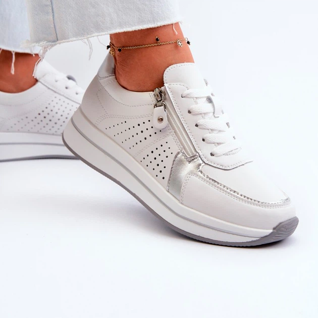 Sneakersy damskie na wysokiej platformie Ligustra 40 Białe (5905677168105) - obraz 6