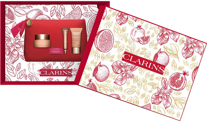 Набір для догляду за обличчям Clarins Extra-Firming Косметичка + Денний крем 50 мл + Сироватка для обличчя 10 мл + Нічний крем 15 мл (3666057194559) - зображення 2