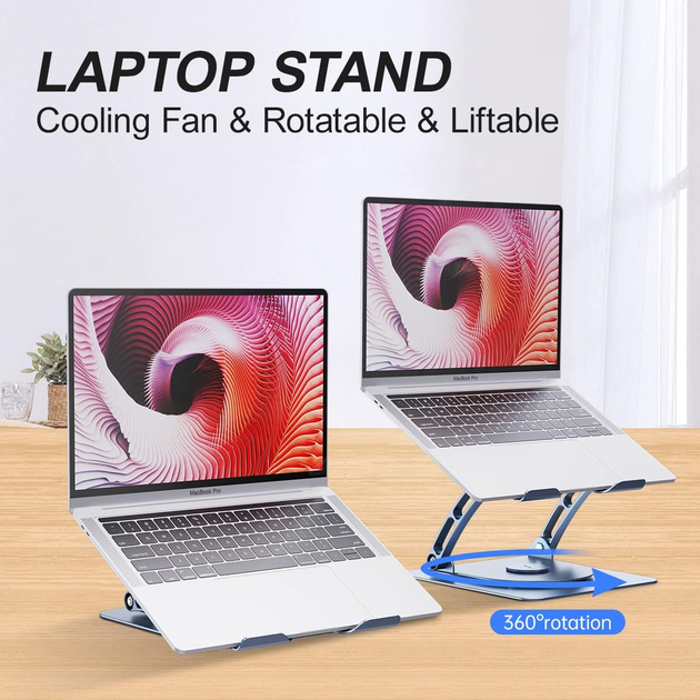 Підставка для ноутбука VHG S63 складана поворотна 360⁰C з вентилятором Rotatable Laptop Stand, Dr. Gray - изображение 2