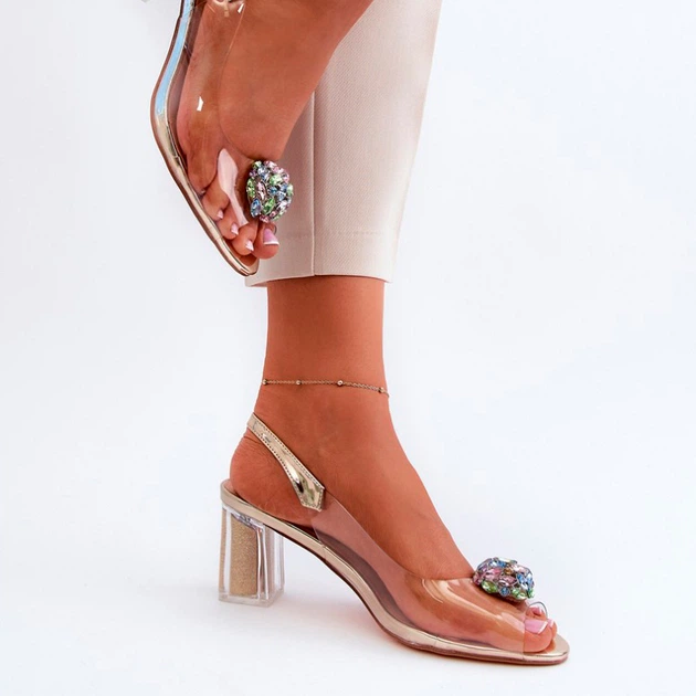 Sandały damskie przezroczyste S.Barski D&A MR38-454 38 Złociste (5905677166040) - obraz 4