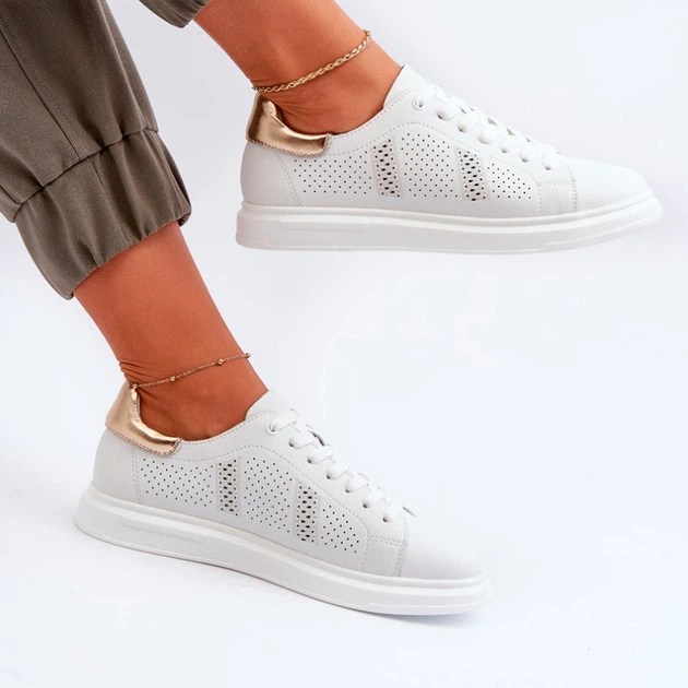 Sneakersy damskie skórzane S.Barski LR760 36 Białe (5905677164961) - obraz 4