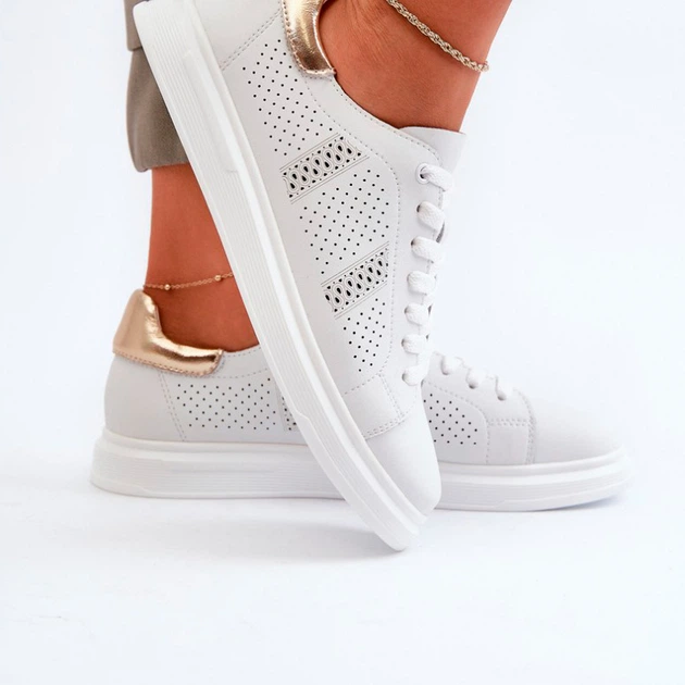 Sneakersy damskie skórzane S.Barski LR760 37 Białe (5905677164978) - obraz 7