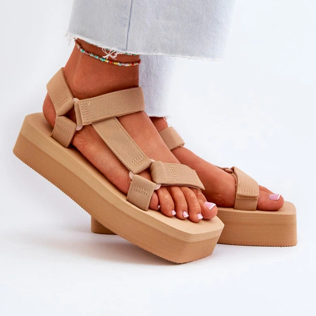 Sandały damskie na platformie Edireda 39 Beżowe (5905677160079) - obraz 4