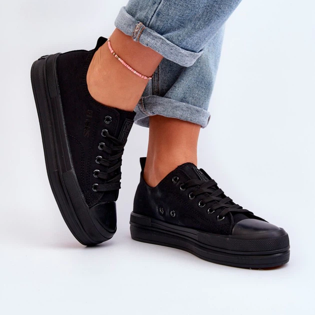 Trampki damskie na platformie Staneva 37 Czarne (5905677061352) - obraz 4