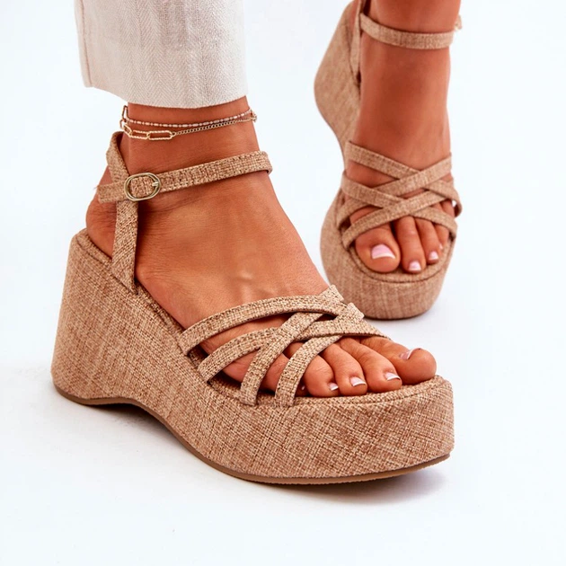 Sandały damskie na koturnie Oporia 39 Beżowe (5905677083408/5905677083347) - obraz 5