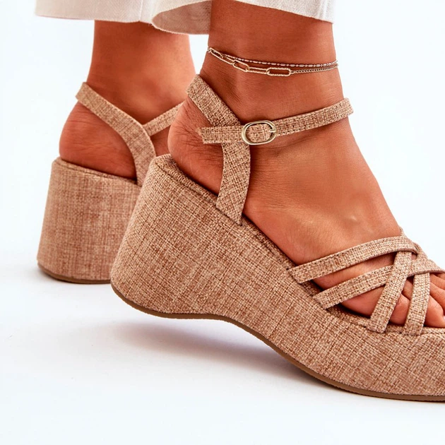 Sandały damskie na koturnie Oporia 39 Beżowe (5905677083408/5905677083347) - obraz 7