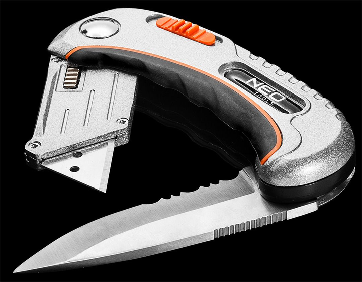 Ніж з трапецiєподiбним лезом 2 в 1 NEO Tools 5 лез у комплектi 63-710 (5907558420791) - зображення 4