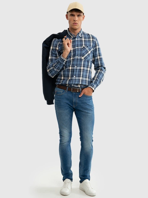 Сорочка бавовняна чоловіча Big Star Meroli 401 2XL Синя (5900714768775) - зображення 3