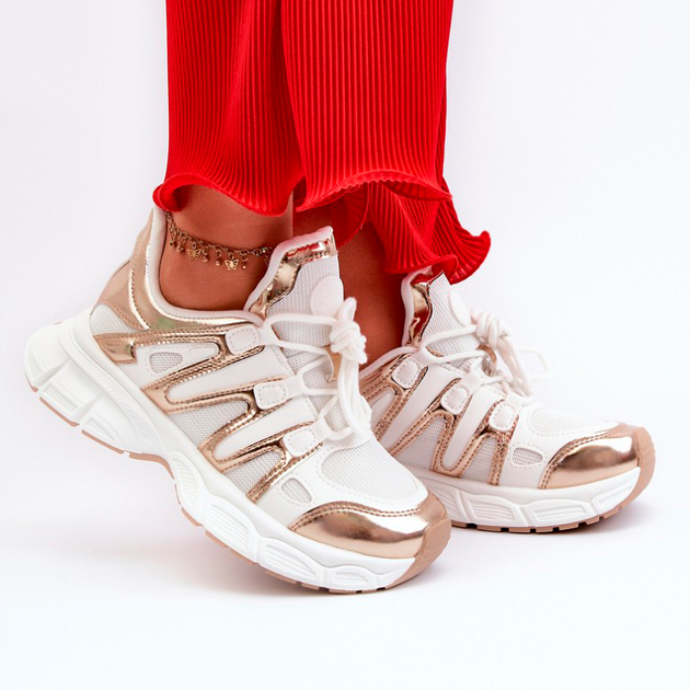 Sneakersy damskie z siatką Ahmani 41 Beżowy/Złocisty (5905677191271) - obraz 6