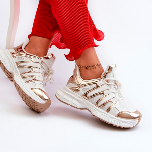 Sneakersy damskie z siatką Ahmani 40 Beżowy/Złocisty (5905677191264) - obraz 3