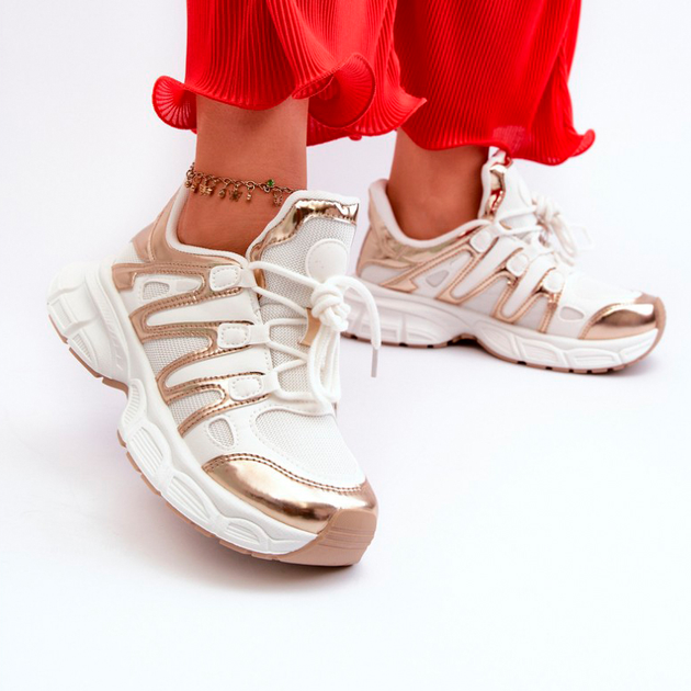 Sneakersy damskie z siatką Ahmani 40 Beżowy/Złocisty (5905677191264) - obraz 5