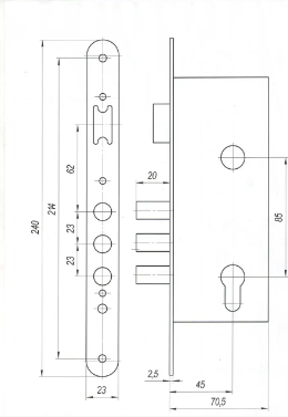 Корпус врезного замка Арико ЗВ-7(1 шт) - изображение 2