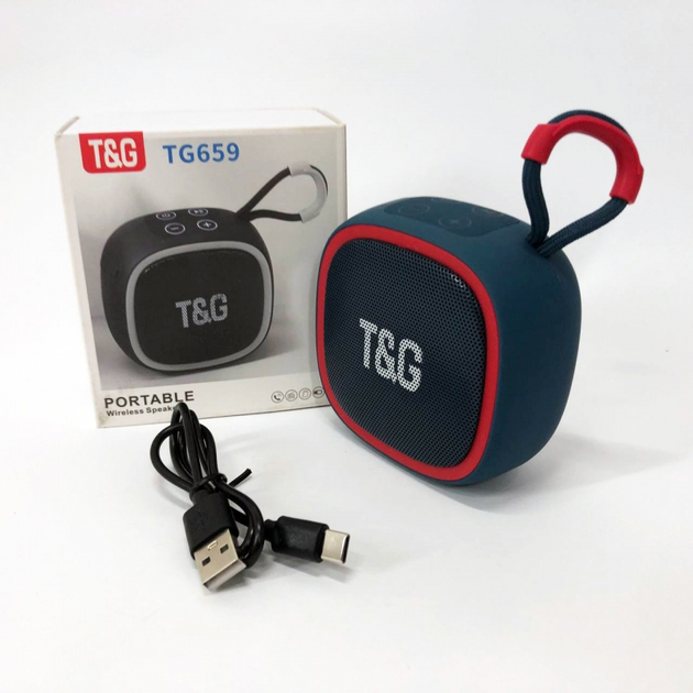 Портативна бездротова колонка TG659, Bluetooth, blue с ремешком (080h-blue) - изображение 3