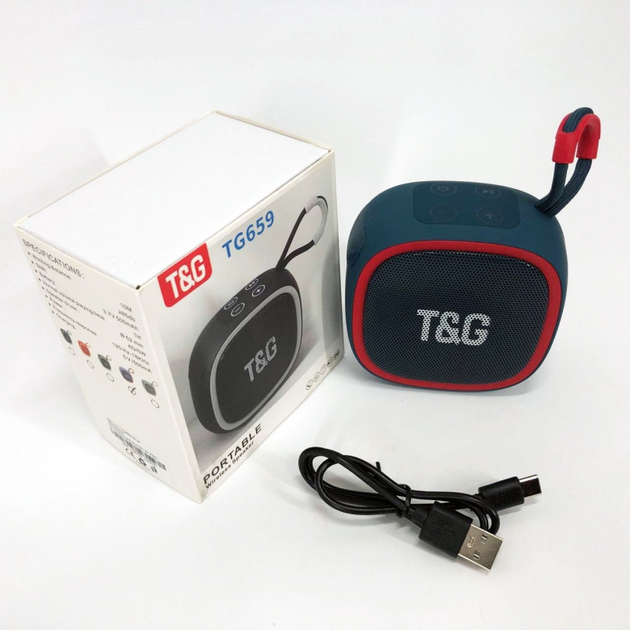 Портативна бездротова колонка TG659, Bluetooth, blue с ремешком (080h-blue) - изображение 6