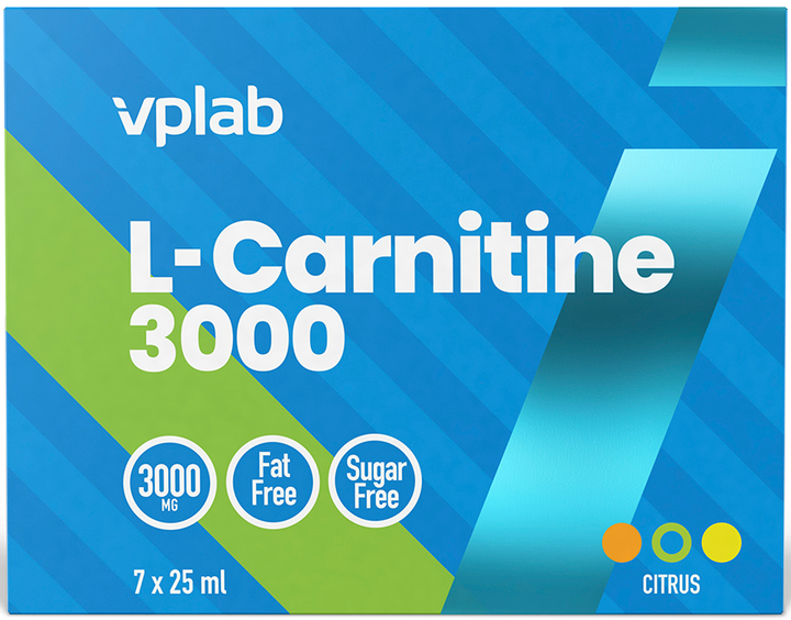 Жироспалювач VPLab L-Carnitine 3000 7x25 мл Цитрус (5060730360862) - зображення 1