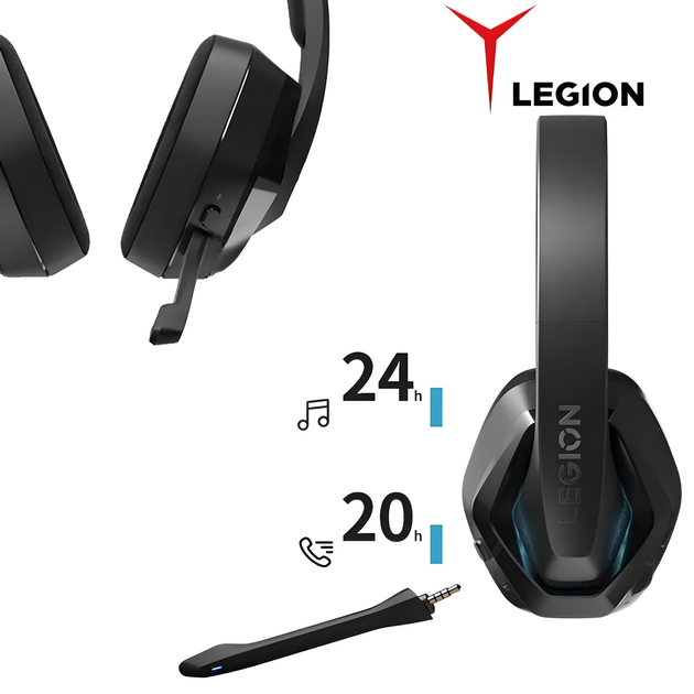 Ігрові навушники Lenovo LEGION H5 з комбінованим підключенням, еквалайзером, ПЗ, знімним мікрофоном, чорний - зображення 3
