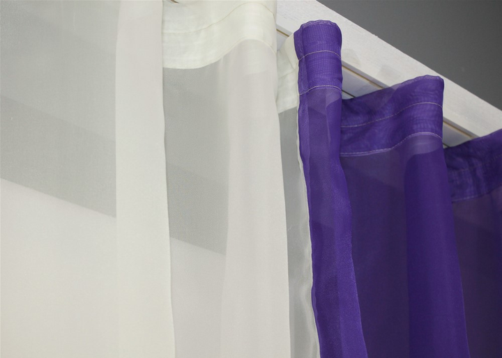 Кухонні штори VR-Textil № 017к комбіновані з підв'язками фіолетовий з молочним 265х170 см (52-0880) - зображення 4