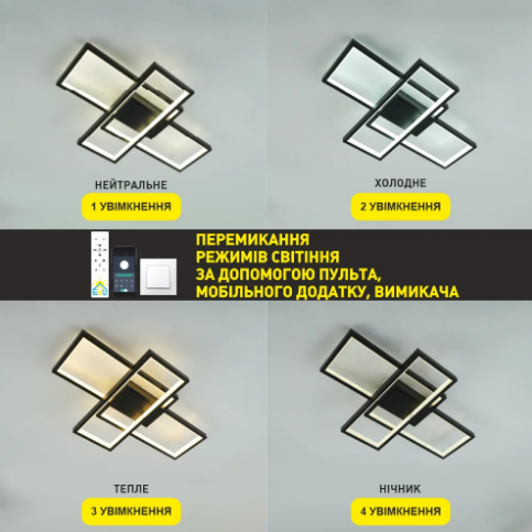 Управляемая светодиодная люстра Esllse SVEN 70W 3S SMART 550х360х75-BLACK-220-IP20 - изображение 3