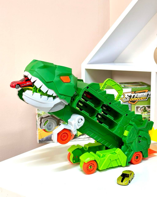 Трейлер-автопаркинг 2 в 1 "Dinosaur Truck" MH-179 Трек Трансформер Зелений - Фото 3 Трейлер-автопаркинг 2 в 1 "Dinosaur Truck" MH-179 Трек Трансформер Зелений - изображение 3