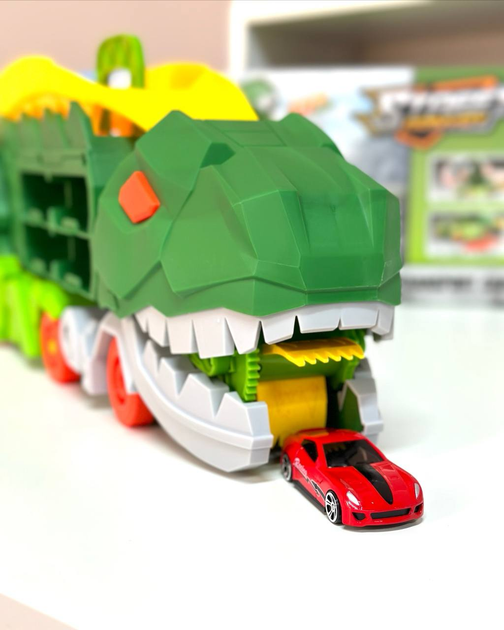 Трейлер-автопаркинг 2 в 1 "Dinosaur Truck" MH-179 Трек Трансформер Зелений - Фото 5 Трейлер-автопаркинг 2 в 1 "Dinosaur Truck" MH-179 Трек Трансформер Зелений - изображение 5