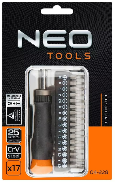 Zestaw końcówek precyzyjnych NEO Tools z uchwytem 17 szt 04-228 (5907558410068) - obraz 2