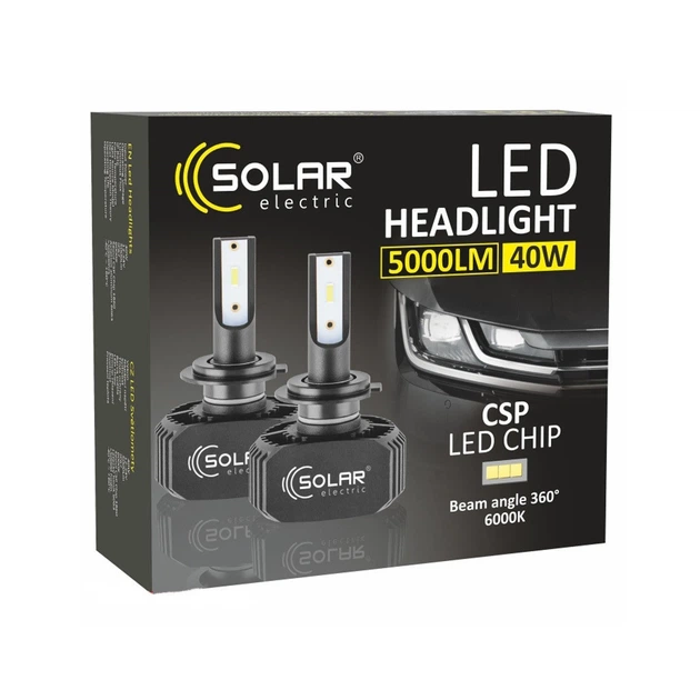 Автолампа SOLAR H7 LED 12/24V 40W 5000Lm 6000K, CSP1860 (8207) - зображення 3