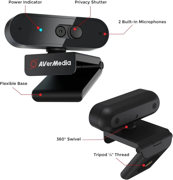Веб-камера AVERMEDIA Live Streamer CAM PW310P Full HD черный - Фото 3 Веб-камера AVERMEDIA Live Streamer CAM PW310P Full HD черный - изображение 3