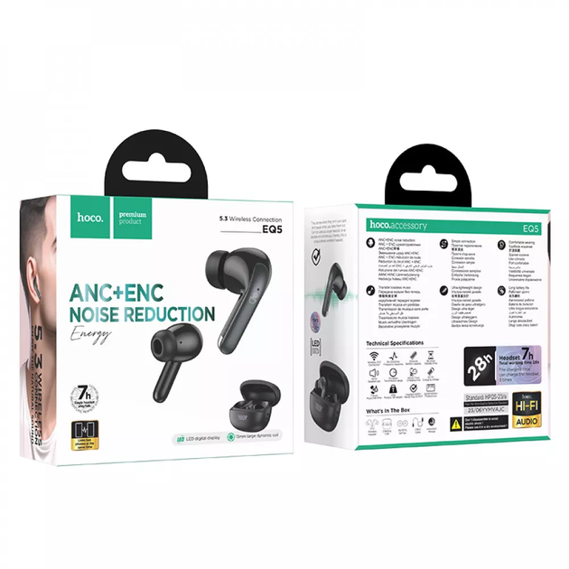 Навушники TWS Bluetooth Headset - Hoco EQ5 - Black (019i) - зображення 6
