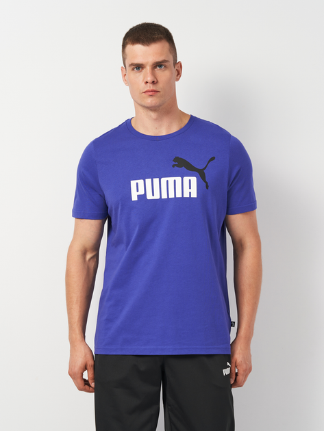 Акція на Футболка бавовняна чоловіча Puma Ess+ 2 Col Logo Tee 58675905 S Синя від Rozetka