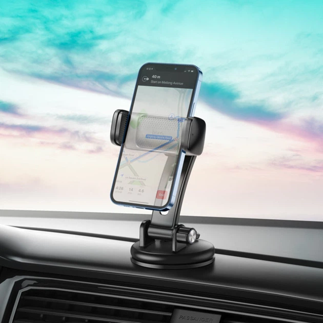 Тримач для мобільного HOCO CA111 pull clip suction cup car holder Black Metal Gray (6931474767196) - зображення 7