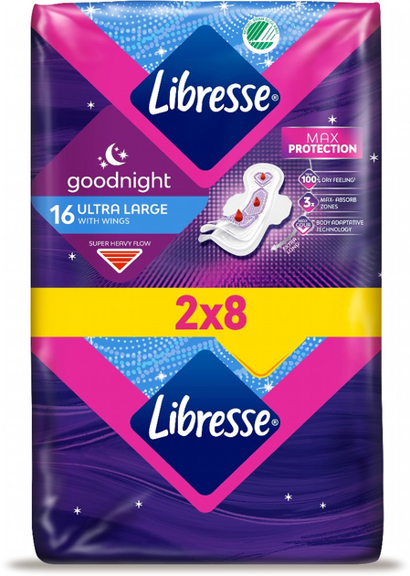 Прокладки гігієнічні Libresse Ultra Goodnight Нічні 6 крапель 16 шт (7322540960273) - зображення 2