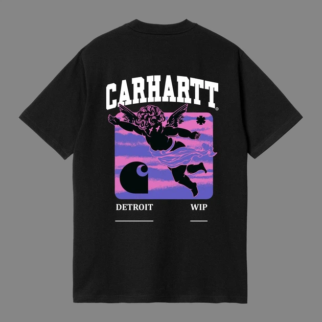 Футболка унисекс с рисунком ангелочка Carhartt размер L черного цвета - Фото 3 Футболка унисекс с рисунком ангелочка Carhartt размер L черного цвета - изображение 3