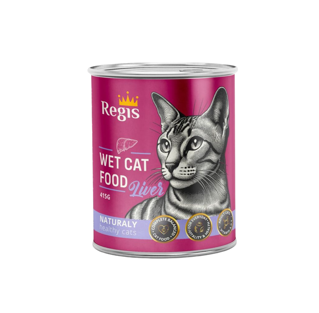 Упаковка влажного корма для кошек Regis с печенью 415 г х 24 шт (5999862739096-24) - Фото 2 Упаковка влажного корма для кошек Regis с печенью 415 г х 24 шт (5999862739096-24) - изображение 2