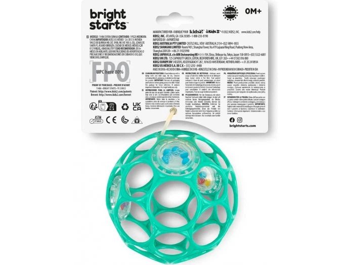 Брязкальце Oball Rattle, Bright Starts (блакитна), 11486 - Фото 3 Брязкальце Oball Rattle, Bright Starts (блакитна), 11486 - зображення 3