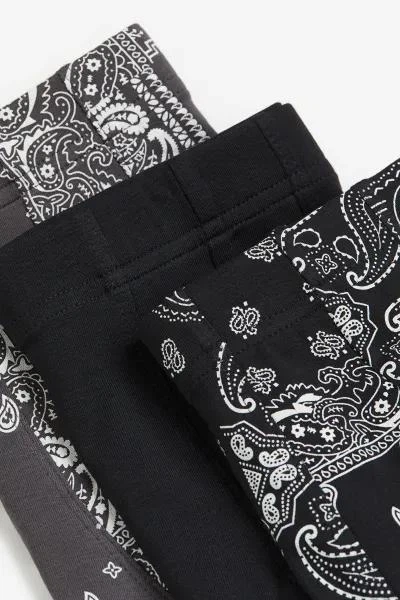 Набор коротких хлопковых трусов боксеры H&M 3 шт M Black/paisley pattern разноцветный 2015 - изображение 3