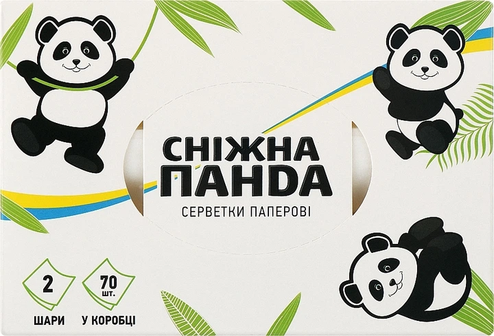 Салфетки паперові двошарові, 70 шт. - Снігова Панда 70шт (967711-44686) - Фото 1 Салфетки паперові двошарові, 70 шт. - Снігова Панда 70шт (967711-44686) - зображення 1