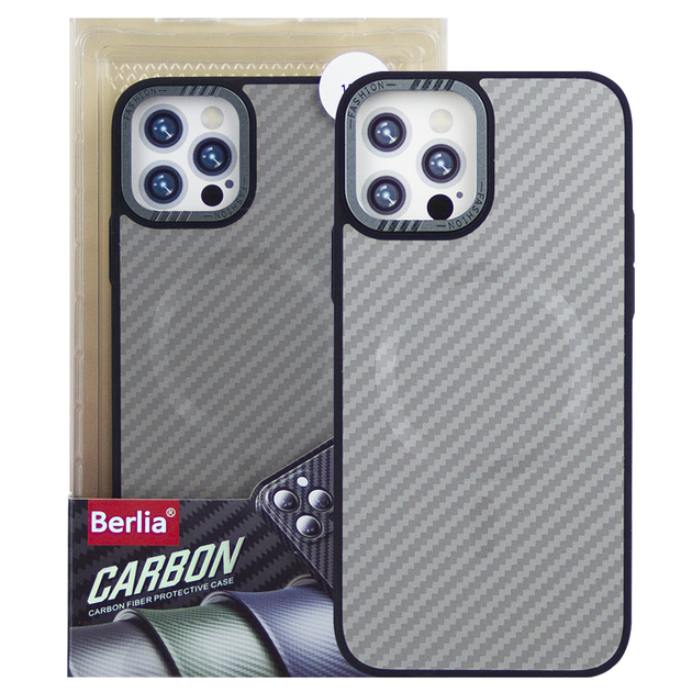 Чохол Berlia Armor Carbon для Apple iPhone 15 Pro бампер з MagSafe Grey - зображення 2