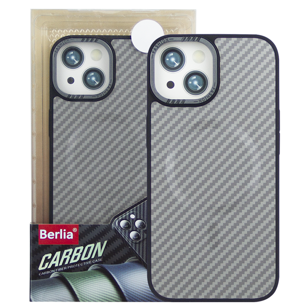 Чохол Berlia Armor Carbon для Apple iPhone 13 бампер з MagSafe Grey - зображення 2