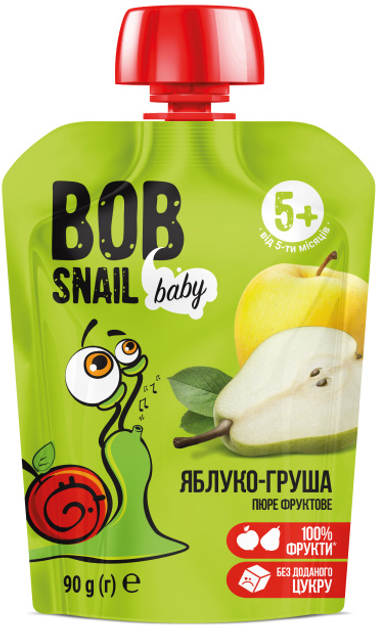 Упаковка фруктового пюре Bob Snail Яблуко-Груша 90 г х 10 шт. (4820219343110)