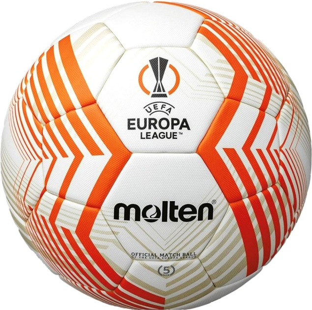 Piłka nożna Molten Fifa Official UEFA Europa League Acentec F5U5000-23 rozmiar №5 Biało-pomarańczowa (4570031002558) - obraz 1