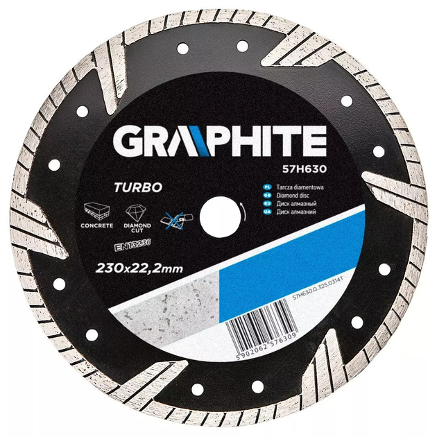 Диск алмазний Graphite Turbo 230 х 22.2 мм 57H630 (5902062576309) - зображення 1