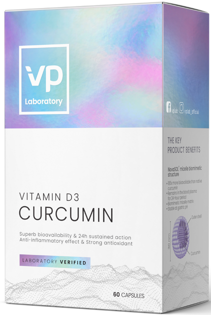 Witaminy VP Laboratory Curcumin +D3 60 kapsułek (5060255354810) - obraz 2