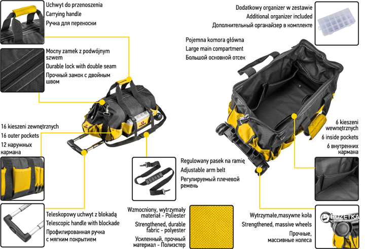 Torba monterska TOPEX na kółkach 79R449 (5902062034151) - obraz 3