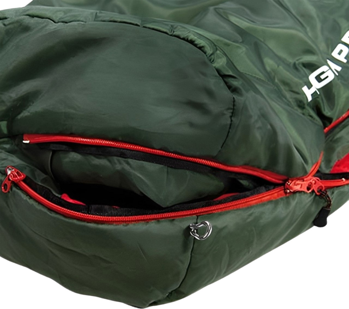 Śpiwór High Peak Pak 1000 Eco 220 x 80 x 50 cm Zielono-czerwony (4001690232517) - obraz 3