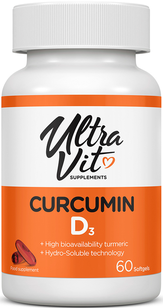 Witaminy Ultra Vit Curcumin +D3 60 kapsułek (5060730362019) - obraz 1